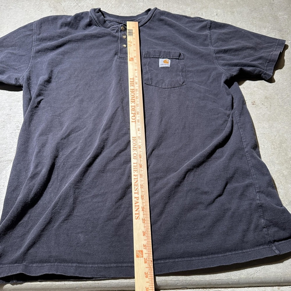 Carhartt Shirt Mens XLT Tall Black Henley Pocket Work T-Shirt Cotton K84 BLK - Picture 8 of 13